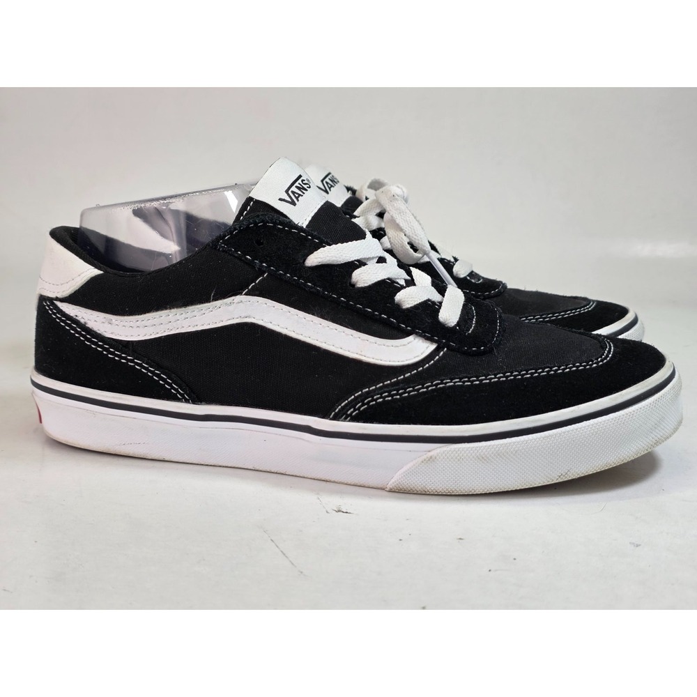 Vans Old Skool Youth Sneakers Size 7 Black White Suede Canvas Skate Shoes‎